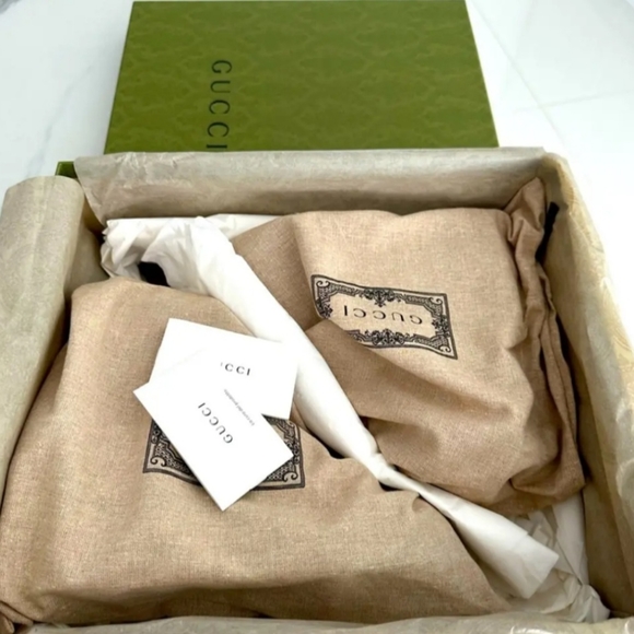 GUCCI SYLVIE WEB COMBAT BOOTS BLACK LEATHER - Picture 5 of 6